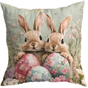 Poszewki na poduszki - POSZEWKA WIELKANOC DEKORACYJNA 40X40 CM ŚWIĄTECZNA ZAJĄCZEK KRÓLIK WZÓR 401 - miniaturka - grafika 1