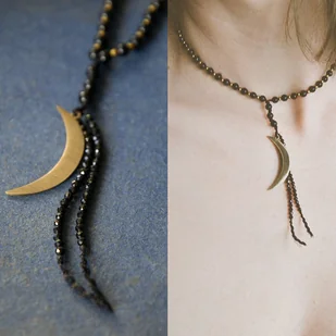 KSIĘŻYCOWY choker z onyksem i spinelem - Naszyjniki - miniaturka - grafika 1