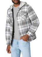 Kurtki męskie - Wrangler Authentics Męska kurtka flanelowa z długim rękawem i pikowaną podszewką z kapturem, Cloud Burst, XXL - miniaturka - grafika 1