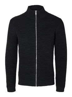Selected męska kurtka z dzianiny SLHVINCE – Regular Fit S M L XL XXL niebieska 100% bawełna, Salute/Detail:black Twist, S - Kurtki męskie - miniaturka - grafika 1