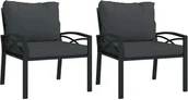 Fotele i krzesła ogrodowe - vidaXL Krzesła ogrodowe z szarymi poduszkami 2 szt. 68x76x79 cm stalowe - miniaturka - grafika 1