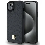 Etui i futerały do telefonów - Oryginalne Etui IPHONE 13 / 14 / 15 DKNY Hardcase Leather Pattern Metal Logo MagSafe (DKHMP15SPSHRPSK) czarne - miniaturka - grafika 1