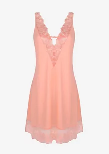 Koszulka damska w brzoskwiniowym kolorze z eleganckim haftem Melon Poupee Marilyn - POUPEE - Bielizna nocna - miniaturka - grafika 1