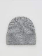Czapki damskie - Reserved - Prążkowana czapka beanie - jasnoszary - miniaturka - grafika 1