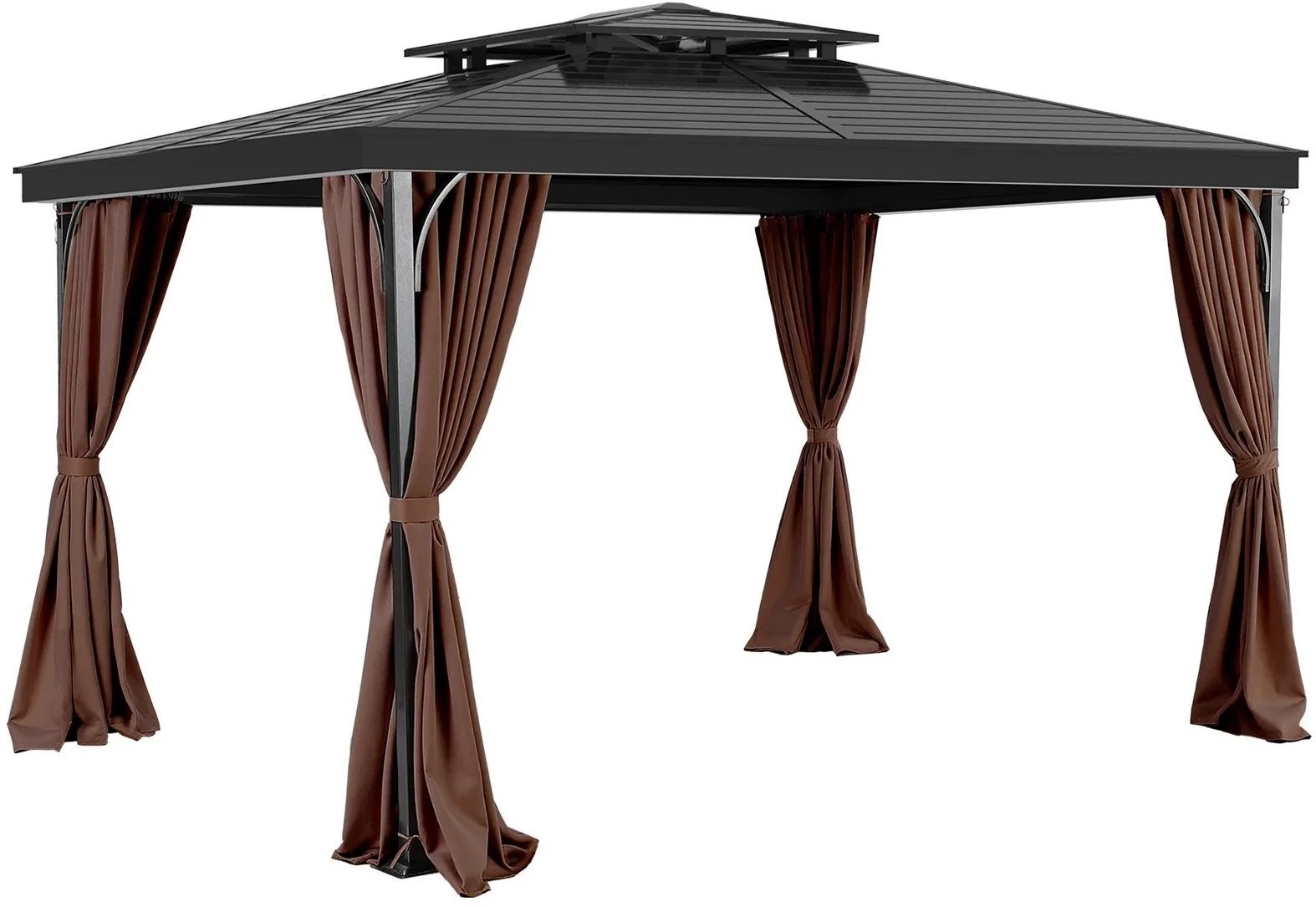 Kurtyna do altany 281x341x214cm wodoodporna zasłona na balkon kawowa