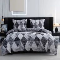 Pościel - Cotton World Pościel 140x200 2cz QM2741 szara romby bawełniana - miniaturka - grafika 1