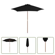 Parasole ogrodowe - The Living Store Parasol ogrodowy na drewnianym słupku - czarny - 270 cm - Parasol Ogrodowy - miniaturka - grafika 1