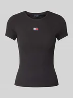 Koszulki i topy damskie - T-shirt z wyhaftowanym logo - miniaturka - grafika 1