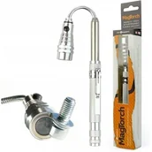 Latarki - Latarka magnetyczna z wysuwanym elastycznym światłem LED do majsterkowania, rzemiosła, stolarstwa i rzemieślników, srebrna - miniaturka - grafika 1