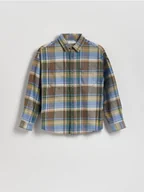 Bluzki dla chłopców - Reserved - Koszula oversize w kratę - beżowy - miniaturka - grafika 1