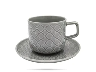 Lubiana MARRAKESZ K1 FILIŻANKA 250 ML + SPODEK 15 CM 2 EL SZARY PORCELANA K1-4278LUB - Serwisy do kawy i herbaty - miniaturka - grafika 1