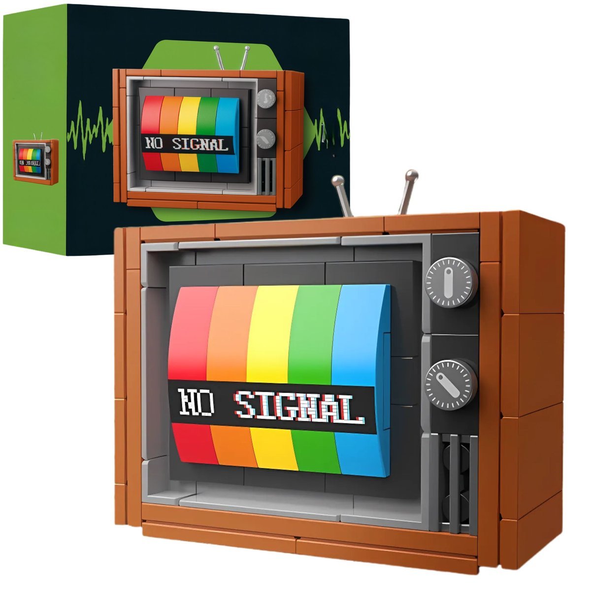 KLOCKI KONSTRUKCYJNE RETRO KOLOROWY TELEWIZOR VINTAGE TV Z ANTENĄ 3D 133 EL