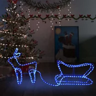 Ozdoby bożonarodzeniowe - vidaXL Świąteczna dekoracja zewnętrzna: renifer i sanie, 252 diody LED - miniaturka - grafika 1