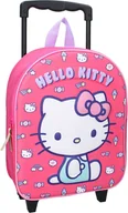 Plecaki - Plecak na kółkach Hello Kitty 3D - różowy wózek z odczepianą rączką i wytrzymałymi kółkami - miniaturka - grafika 1