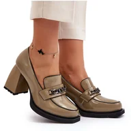 Czółenka - Vinceza Lakierowane Czółenka Na Masywnym Obcasie Zielone Terimene - miniaturka - grafika 1