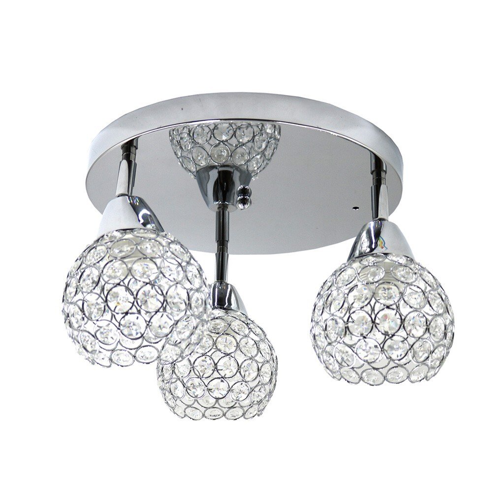 HowHomely lampa sufitowa Crystal Spot potrójna srebrna 35x30 cm szkło stal chromowana