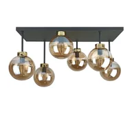 Lampy sufitowe - Żyrandol natynkowy DEA 6xE14/60W/230V czarny/złoty/dymny beżowy - miniaturka - grafika 1