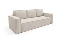 Sofy i kanapy - GUTTO Sofa rozkładana CORDA kremowy wykonana z tkaniny sztruksowej z funkcją spania - nowoczesny design w modnych kolorach - miniaturka - grafika 1