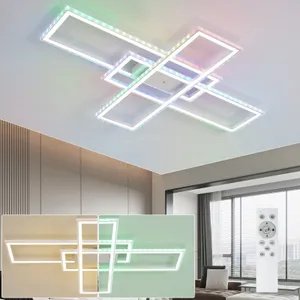 ZMH LED lampa sufitowa biała lampa sufitowa ściemnialna z pilotem RGB zmiana koloru 50W do sypialni salonu kuchni przedpokoju