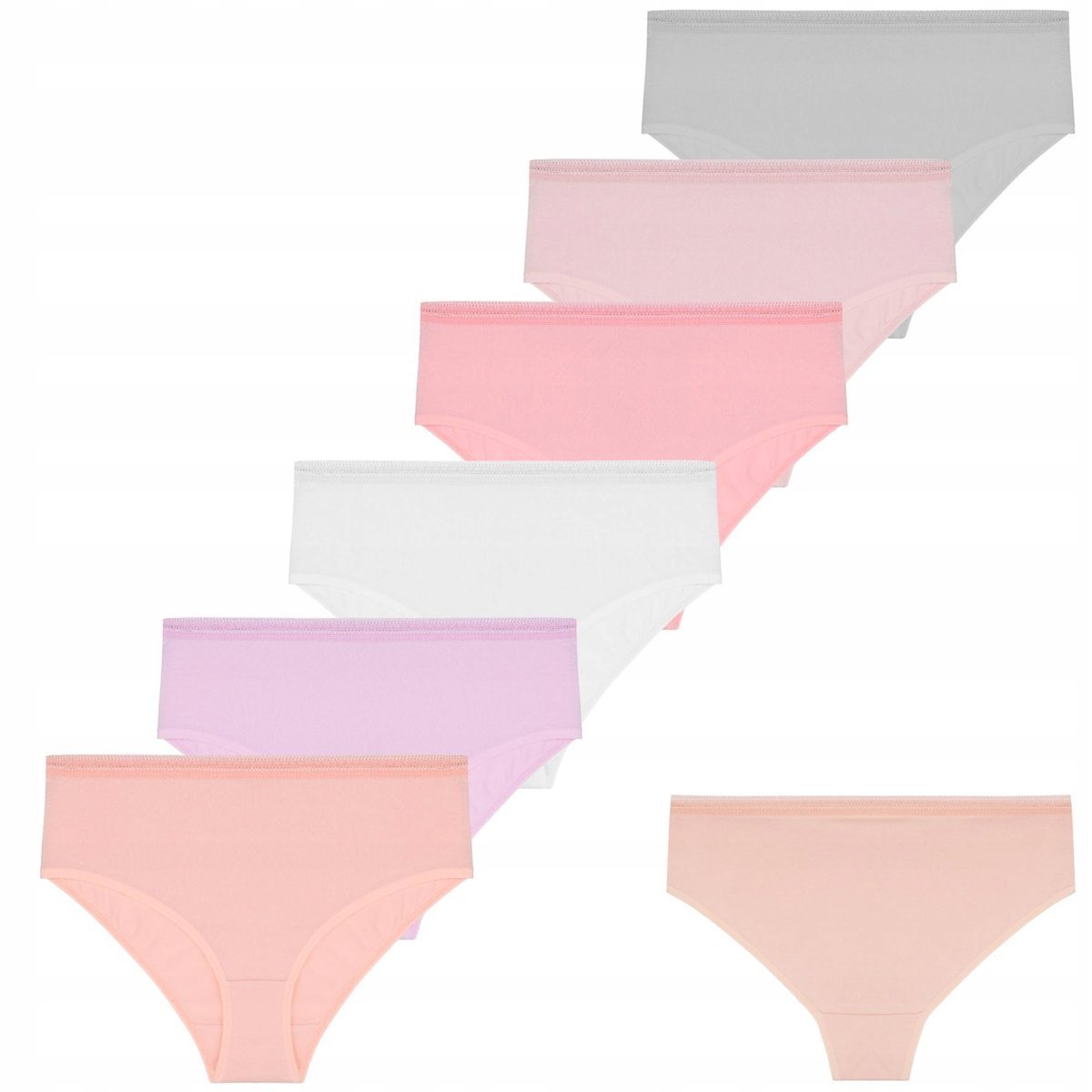 6X Majtki Damskie Figi Bikini Bawełniane Z Ozdobną Gumką Zestaw Moraj L