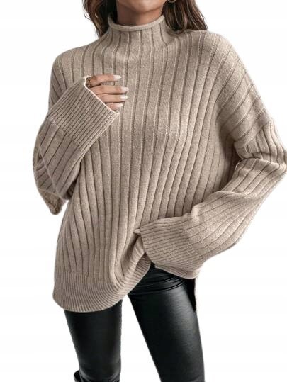 SHEIN SWETER BEŻOWY Z DŁUGIM RĘKAWEM PROSTY 36 ŁJJ