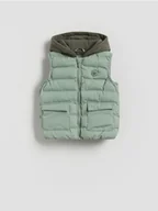 Kombinezony dla dzieci - Reserved - Pikowana kamizelka z kapturem - jasnozielony - miniaturka - grafika 1