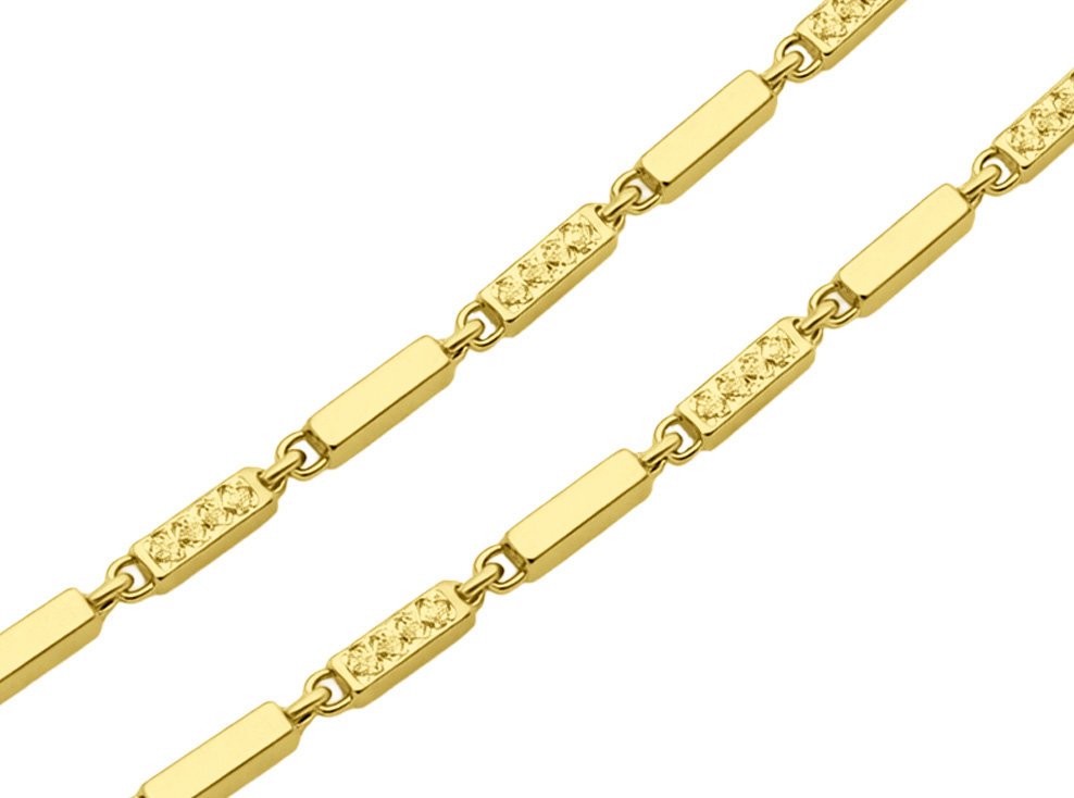 Złoty łańcuszek 585 elegancki splot z diamentowanych blaszek 50cm na prezent 3,49g