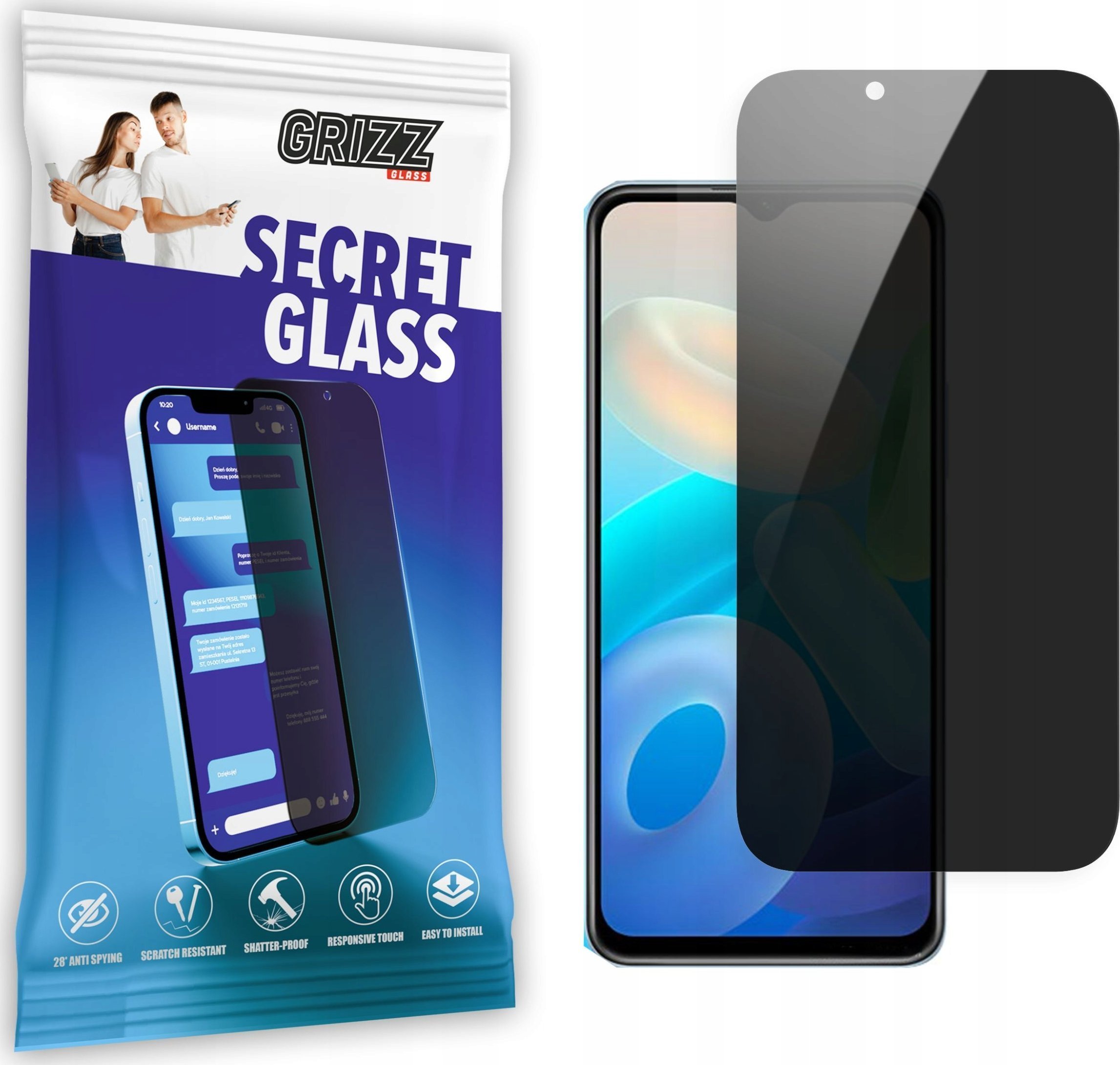 GrizzGlass Szkło prywatyzujące GrizzGlass SecretGlass Vivo Y72t