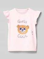 Koszulki dla dziewczynek - T-shirt z cekinowym obszyciem - miniaturka - grafika 1