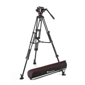 Statywy fotograficzne - Statyw Manfrotto MVK504XTWINMA Twin Alu ze środkową rozpórką + głowica 504X z płaską bazą Pro Video - miniaturka - grafika 1