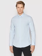 Koszule męskie - Calvin Klein Koszula Poplin K10K108229 Niebieski Slim Fit - miniaturka - grafika 1