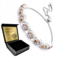 Bransoletki - Bransoletka Srebrna Ściągana Ręcznie Robiona Z Cyrkoniami Zultanitem Grawer - miniaturka - grafika 1