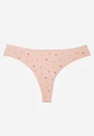 Majtki damskie - Jasnoróżowe Majtki Stringi z Bawełną w Kwiaty Calylia - miniaturka - grafika 1