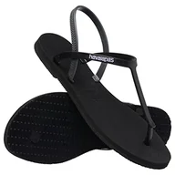 Sandały damskie - Havaianas Sandały damskie Paraty płaskie, Czarny - miniaturka - grafika 1