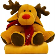 Maskotki i pluszaki - MASKOTKA PLUSZAK DUŻY RENIFER 3W1 DUŻA PRZYTULANKA PODUSZKA 45 CM + KOC - miniaturka - grafika 1