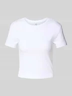 Koszulki i topy damskie - T-shirt o kroju slim fit z czystej bawełny model ‘ELINA’ - miniaturka - grafika 1
