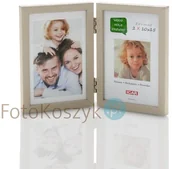 Ramki na zdjęcia - Ramka podwójna, Pinia kremowa (na 2 zdjęcia 10x15cm) - miniaturka - grafika 1