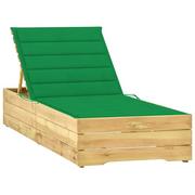 Leżaki ogrodowe - vidaXL Lumarko Leżak z zieloną poduszką, impregnowane drewno sosnowe! 3065914 - miniaturka - grafika 1