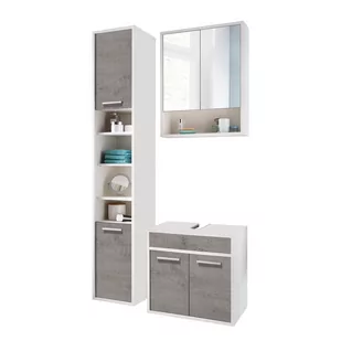 Zestaw mebli łazienka regał komoda szafka SUNSET VA biały beton industrial / Home Concept - Szafki łazienkowe - miniaturka - grafika 1