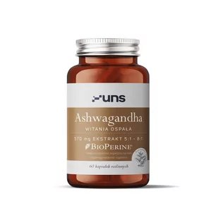 UNS Ashwagandha Witania Ospała 570mg Ekstrakt 5:1-8:1 60vegcaps - Witaminy i minerały dla sportowców - miniaturka - grafika 1