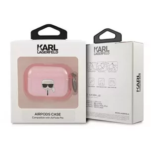 Karl Lagerfeld KLAPUKHGP AirPods Pro cover różowy/pink Glitter Karl`s Head - Akcesoria do słuchawek - miniaturka - grafika 3