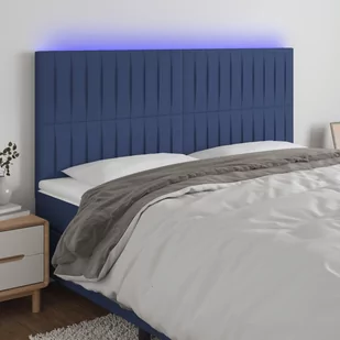 vidaXL Zagłówek do łóżka z LED, niebieski, 180x5x118/128 cm, tkanina - Inne meble do sypialni - miniaturka - grafika 1