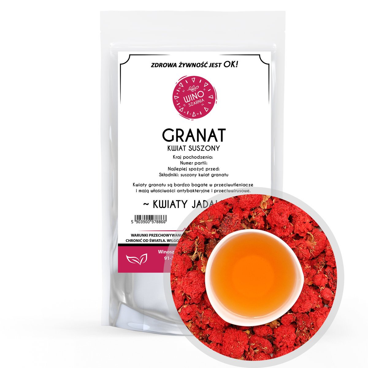 Kwiat Granatu Suszony - 25g Naturalne Jadalne Kwiaty