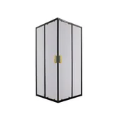 Kabiny prysznicowe - Kabina prysznicowa Tiara 80 SQ GOLD grafotowe szkło czarne profile złote dodatki KERRA - miniaturka - grafika 1