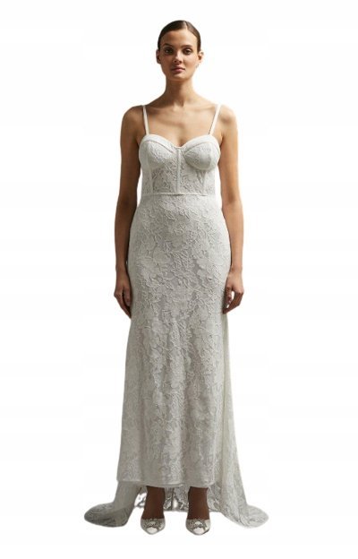 COAST BIAŁA KORONKOWA SUKNIA ŚLUBNA MAXI 38 PGH