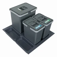 Kosze na śmieci - Sortownik śmieci FUTURE CONFIG do szuflady w szafce 60 cm 3 kosze 1x18 + 2x7 litrów wysokość 28/34 cm - miniaturka - grafika 1
