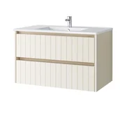 Szafki łazienkowe - Szafka łazienkowa z umywalką Uptrend Melito 80 cm almond mat 002-SU80-02+UP4530-800 - miniaturka - grafika 1