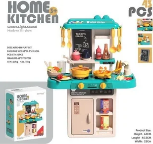 1PUNKT Kuchnia Aneks Kuchenny z Funkcją Świateł 43el. Niebieska - Zabawki AGD - miniaturka - grafika 1