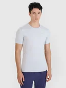 Koszulki sportowe męskie - 4F Koszulka do biegania slim szybkoschnąca męska - szara XL - miniaturka - grafika 1