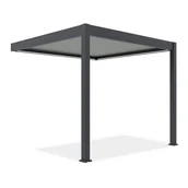 Kratki i pergole - Automatyczna pergola przyścienna z oświetleniem LED 3x3 ELEGANCE WALL AUTOMATIC, Anthracite/Light Grey - Gutroof - miniaturka - grafika 1